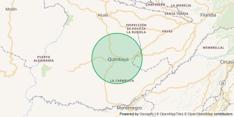 Mapa del municipio de Quimbaya
