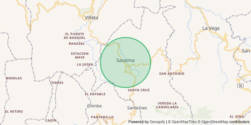 Mapa del municipio de Sasaima