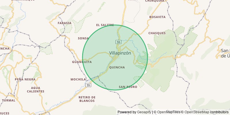 Mapa del municipio de Villapinzón