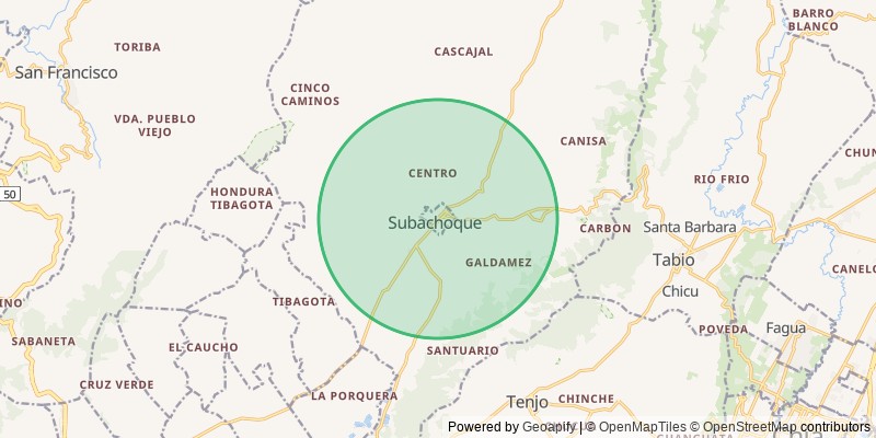 Mapa del municipio de Subachoque