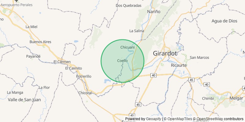 Mapa del municipio de Coello