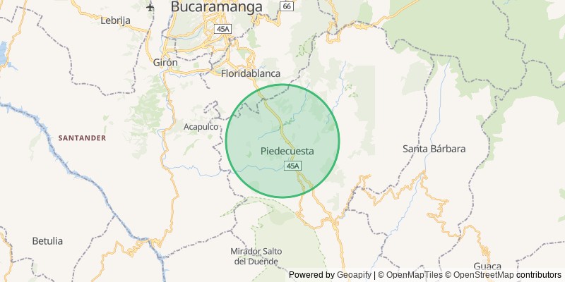 Mapa del municipio de Piedecuesta
