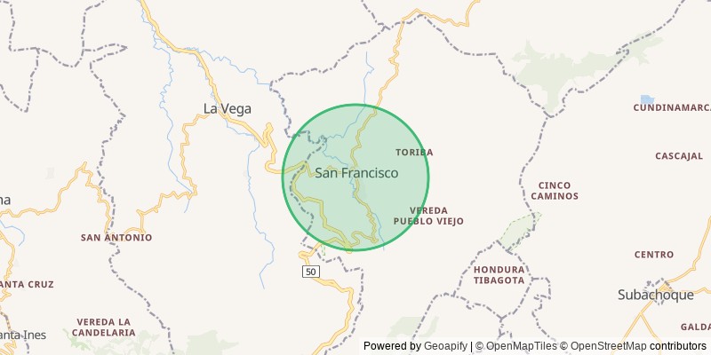 Mapa del municipio de San Francisco de Sales