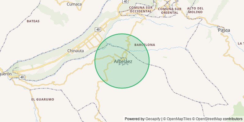 Mapa del municipio de Arbeláez