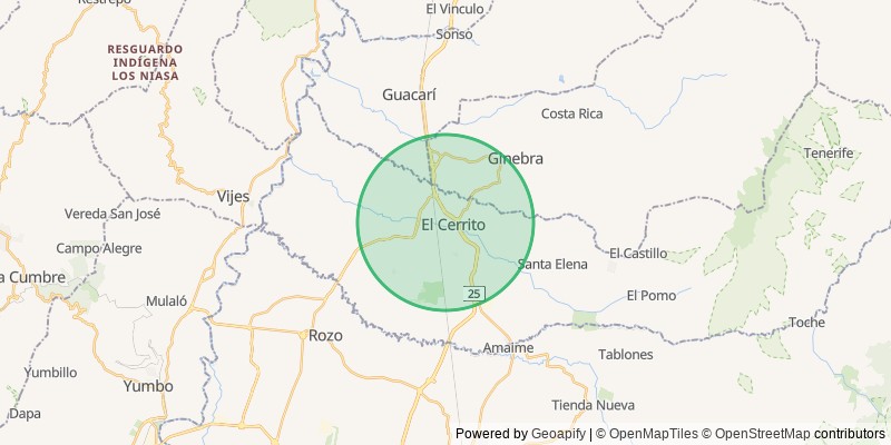 Mapa del municipio de El Cerrito