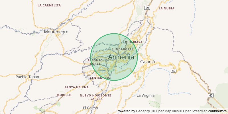 Mapa del municipio de Armenia