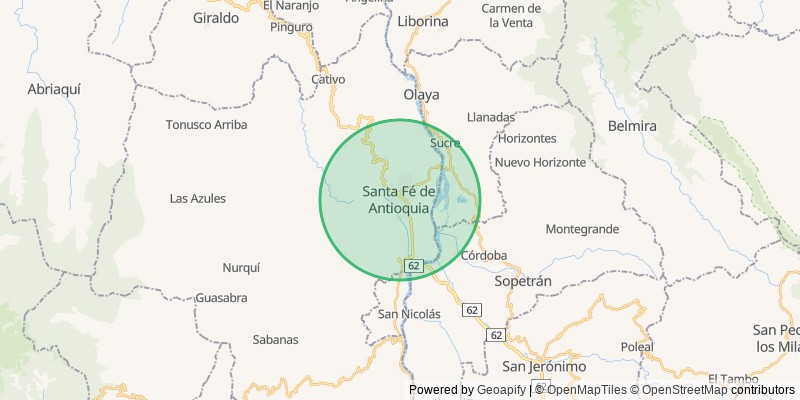 Mapa del municipio de Santa Fe de Antioquia