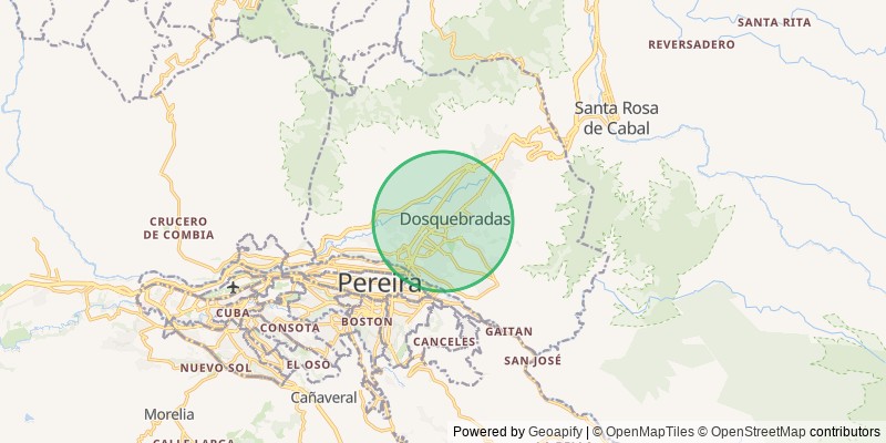 Mapa del municipio de Dos Quebradas