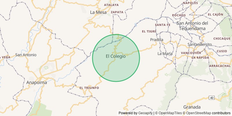 Mapa del municipio de El Colegio (Mesitas)