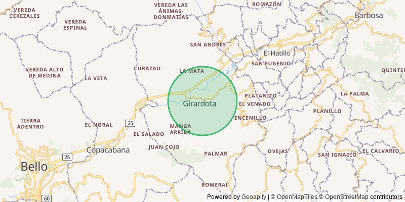 Mapa del municipio de Girardota