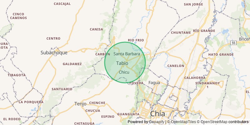 Mapa del municipio de Tabio
