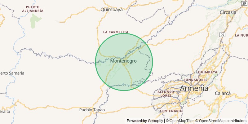 Mapa del municipio de Montenegro