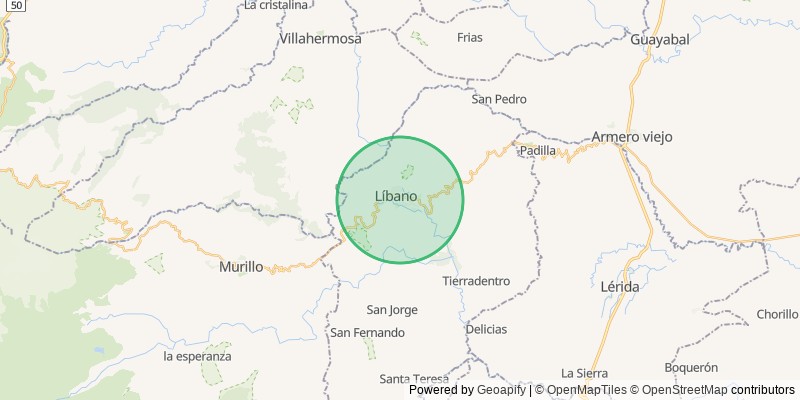 Mapa del municipio de Líbano