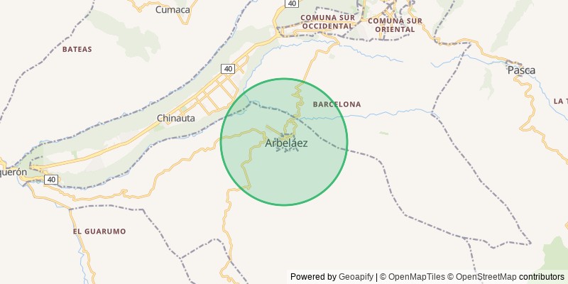Mapa del municipio de Arbeláez