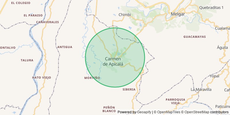 Mapa del municipio de Carmen de Apicalá