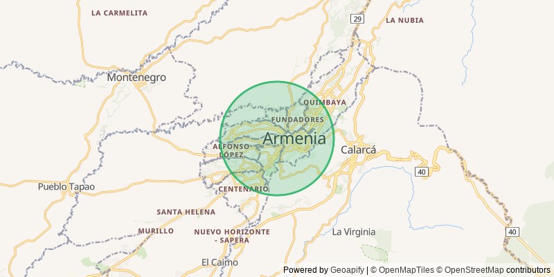 Mapa del municipio de Armenia