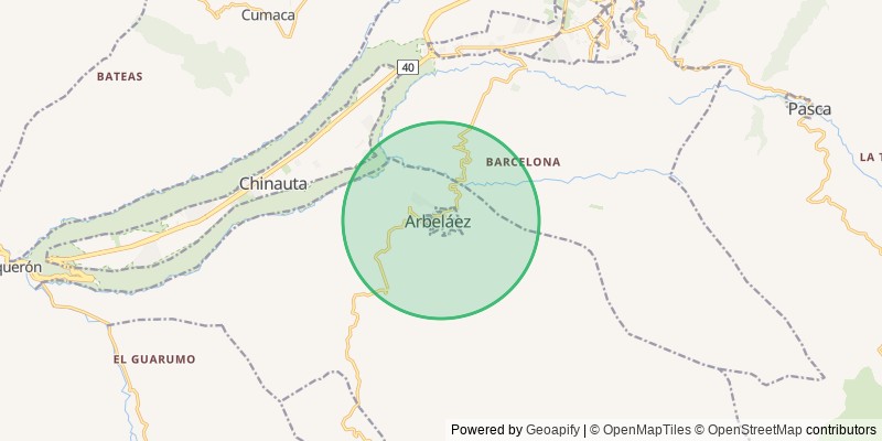 Mapa del municipio de Arbeláez