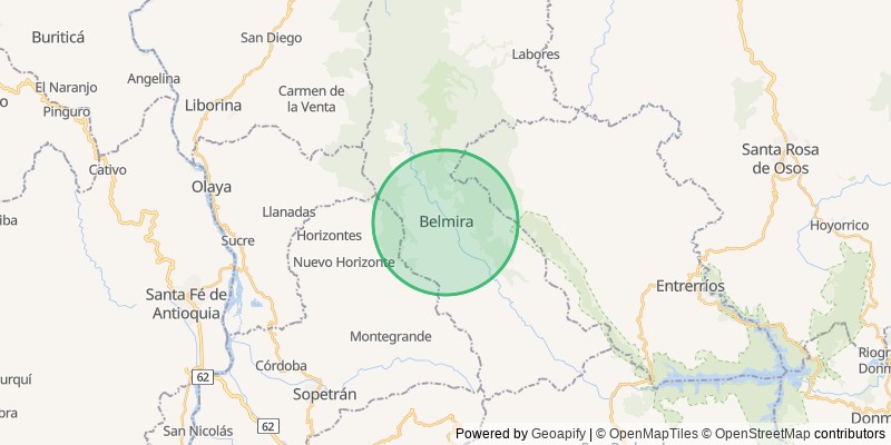 Mapa del municipio de Belmira