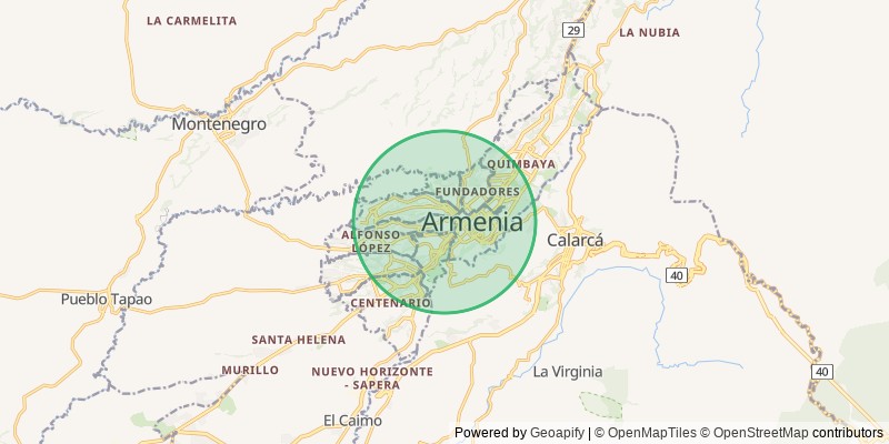 Mapa del municipio de Armenia