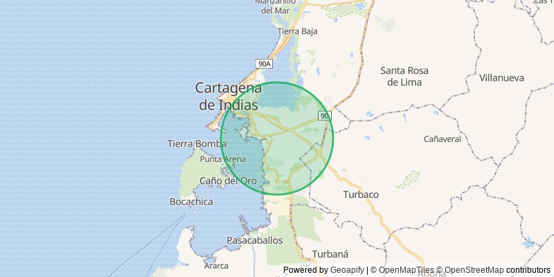 Mapa del municipio de Cartagena de Indias