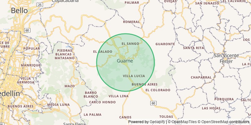 Mapa del municipio de Guarne