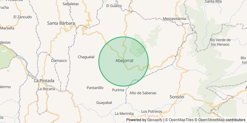 Mapa del municipio de Abejorral