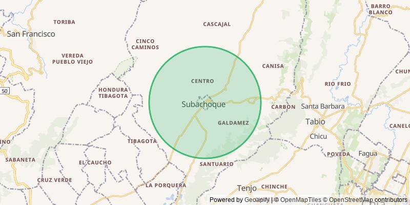 Mapa del municipio de Subachoque
