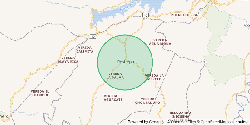 Mapa del municipio de Restrepo