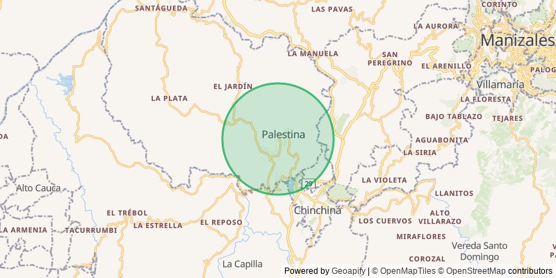 Mapa del municipio de Palestina