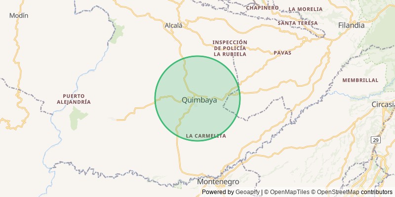 Mapa del municipio de Quimbaya