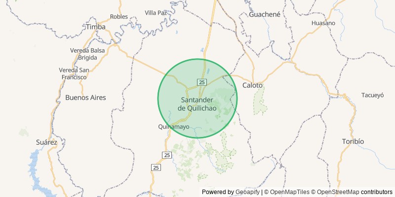 Mapa del municipio de Santander de Quilichao