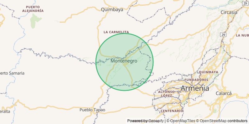 Mapa del municipio de Montenegro