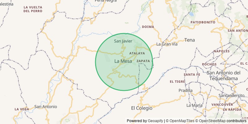 Mapa del municipio de La Mesa