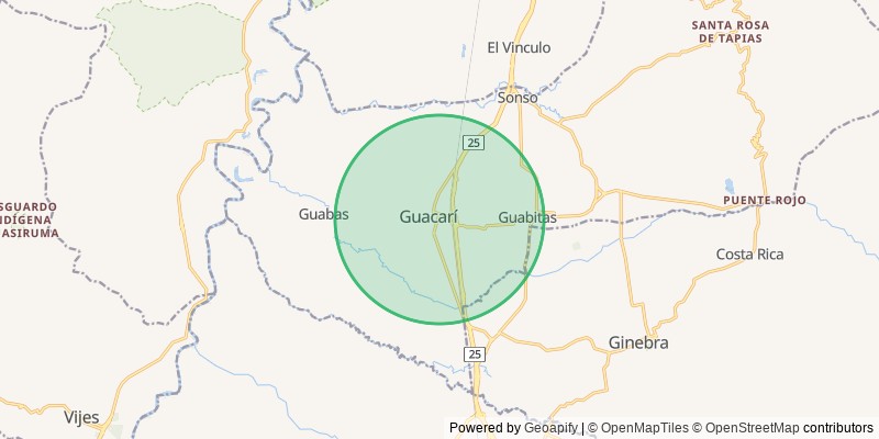 Mapa del municipio de Guacari