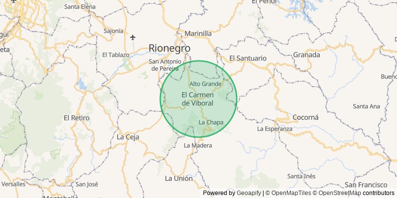 Mapa del municipio de Carmen de Viboral