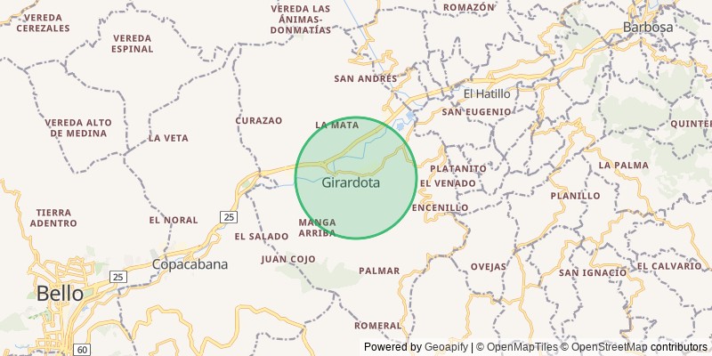 Mapa del municipio de Girardota