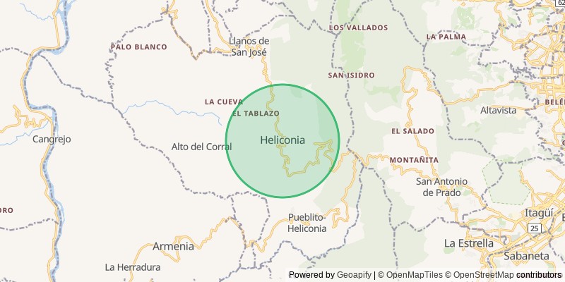 Mapa del municipio de Heliconia