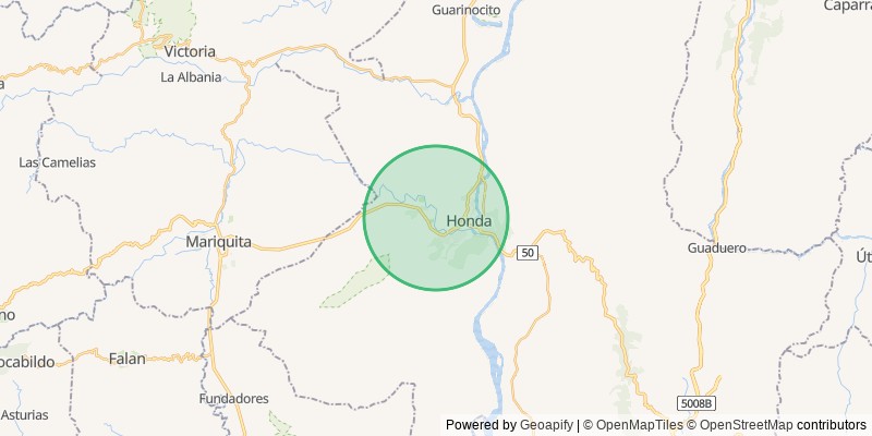 Mapa del municipio de Honda