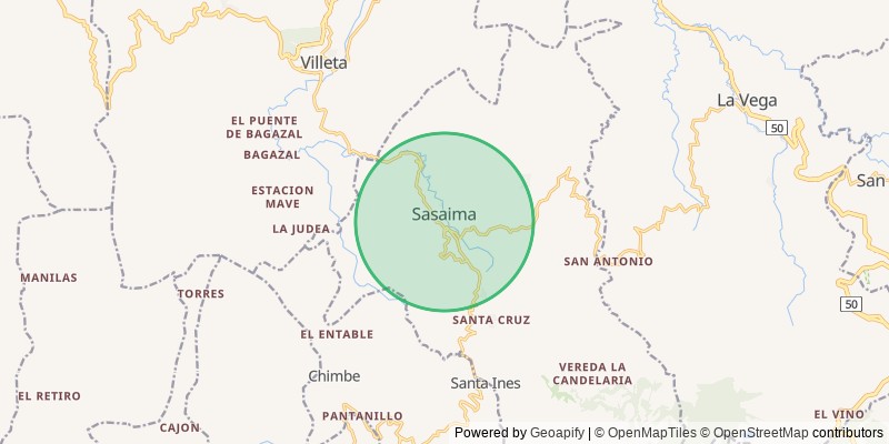 Mapa del municipio de Sasaima