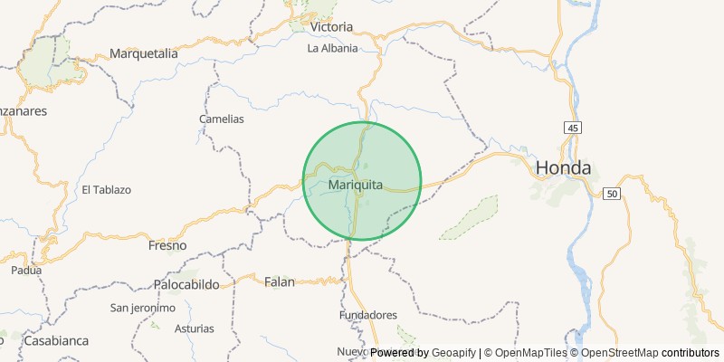 Mapa del municipio de Mariquita